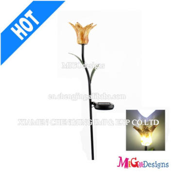 Modische Metall und Glas Blume Form Solar Lights Pfahl